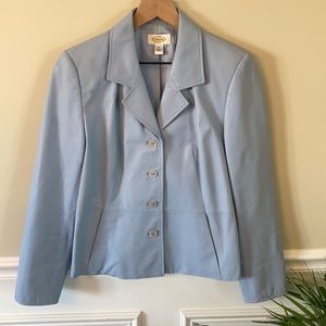 Talbots vintage blue leather jacket